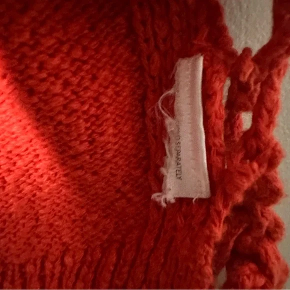 Urban Outfitters Top Women's Size Medium Orange Knit Sweater Tank Open Tie Sides - Picture 6 of 8
